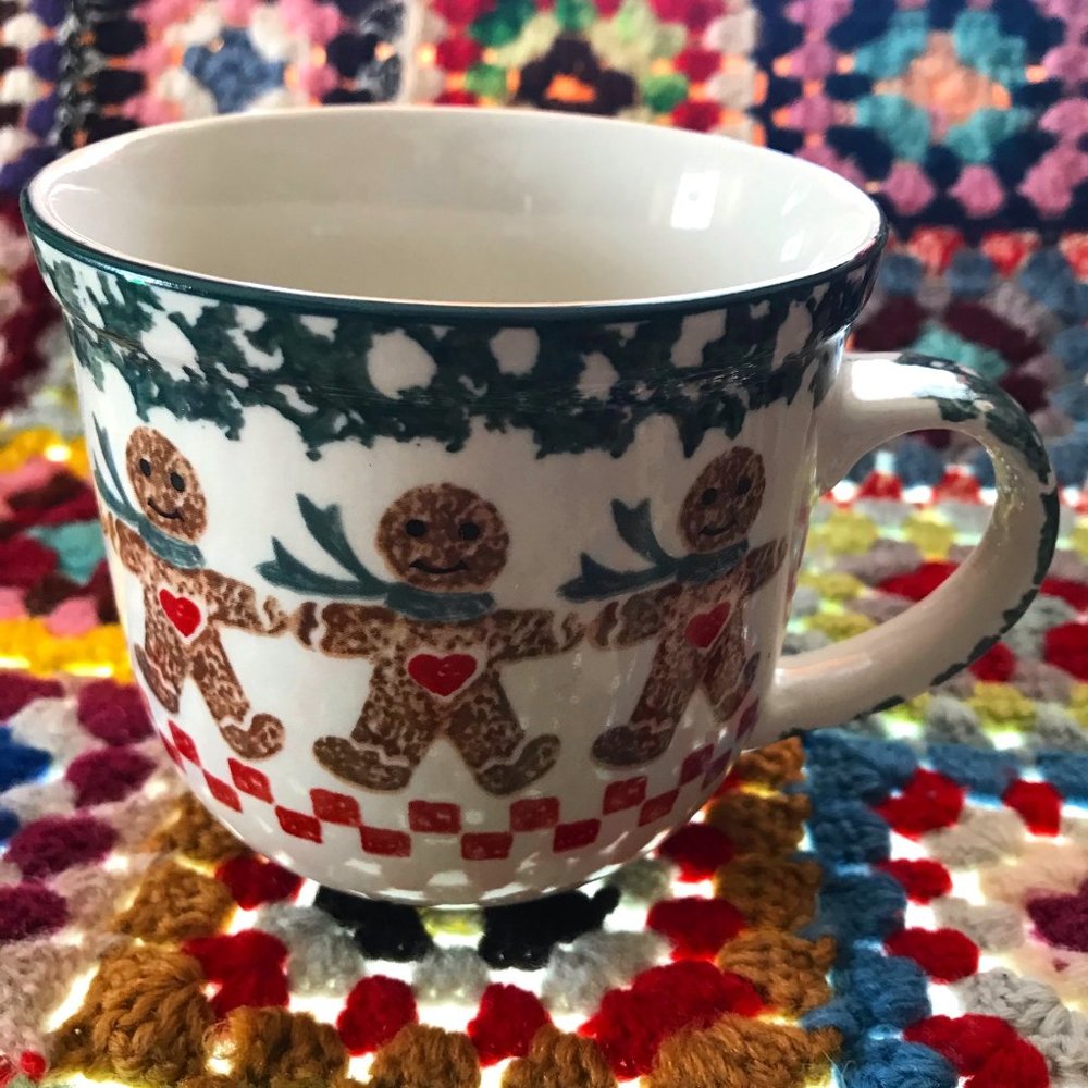 Vintage Holiday Folk Craft Gingerbread Coffee Mug